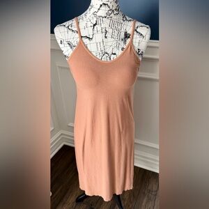 Ribbed Padded built-in bra Dress with adjustable Spaghetti Straps  - S